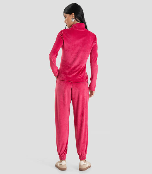 Blusa Feminino Manga Longa Veludo Cotelê Dianna Vermelho