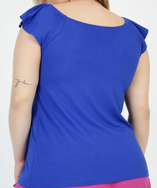 Blusa Regata Plus Size Feminina Franzido Babado