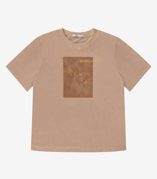 Blusa Manga Curta Feminina Plus Size Secret Glam Marrom