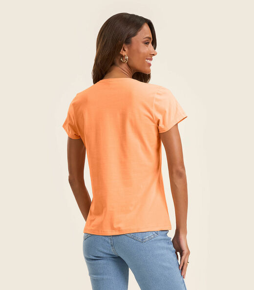 Blusa Feminina Cotton Leve Básica Rovitex Laranja