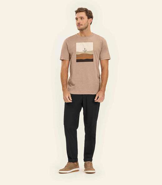 Camiseta Meia Malha Masculina Diametro Marrom