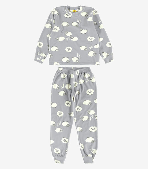 Pijama Fleece Comfort Rovi Kids Cinza