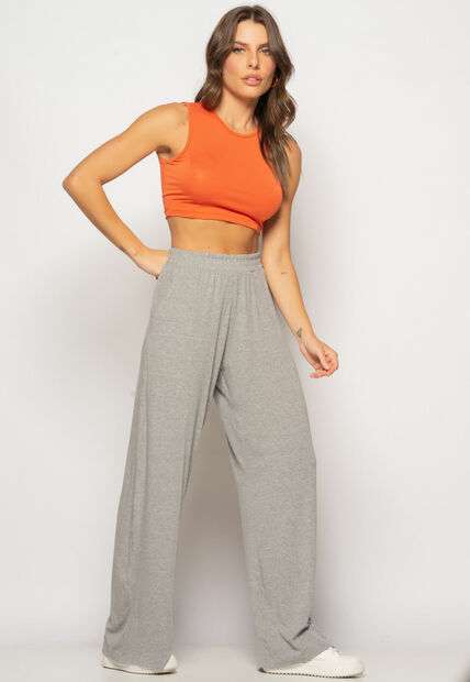 Cropped Regata Recorte Malha Telha Salvatore Fashion