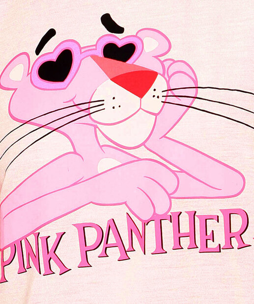 Pijama Feminino Manga Curta Pantera Cor de Rosa