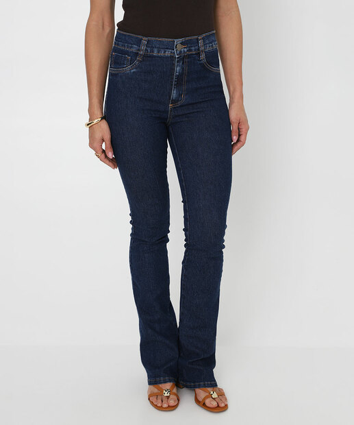 Calça Jeans Boot Cut Feminina Cintura Alta Sawary Azul