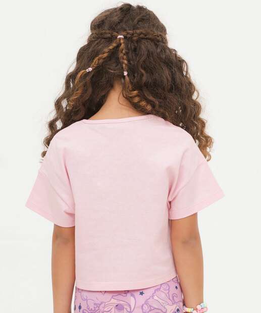 Camiseta Infantil Strass Angel E Stitch Disney Tam 4 a 10
