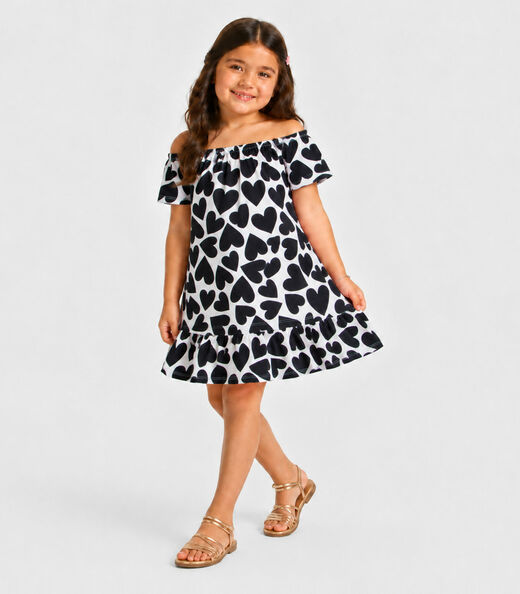 Vestido Infantil Estampado Infinita Cor Bege