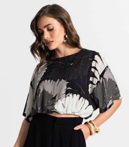 Blusa Cropped Feminina Endless Cinza