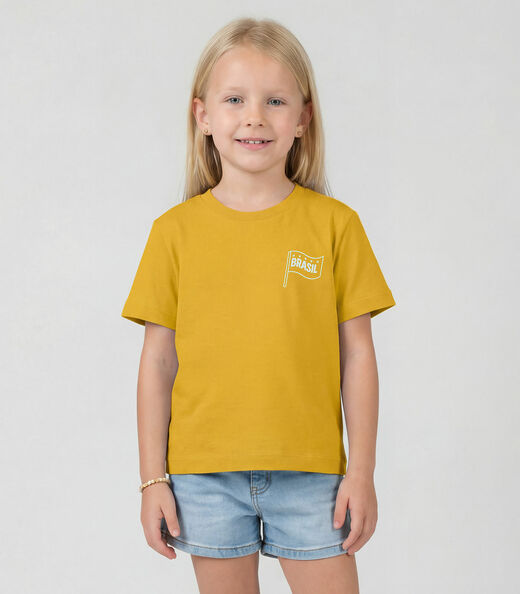 Blusa Feminina Infantil Brasil Rovitex Kids Amarelo