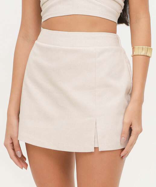 Saia curta feminina linho Marisa