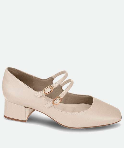 Scarpin Feminino Bico Redondo Salto Grosso Bebecê 