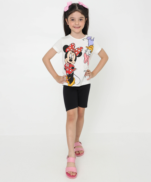 Blusa Infantil Minnie E Margarida Disney Tam 4 a 10 Off White