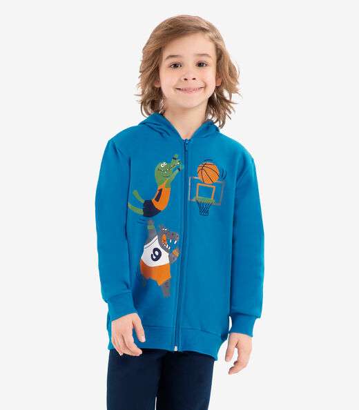 Conjunto Jaqueta Com Capuz E Calça Rovi Kids Azul