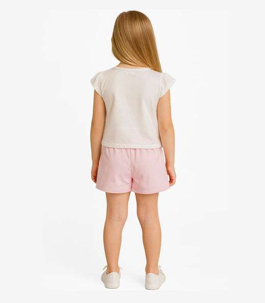 Conjunto Blusa Com Shorts Infantil Trick Nick Bege