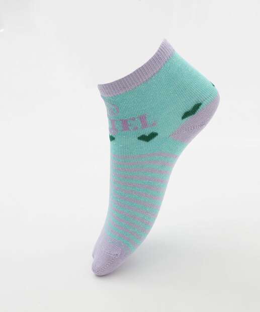 Kit 2 Meias Infantil Soquete Estampa Ariel Disney Azul