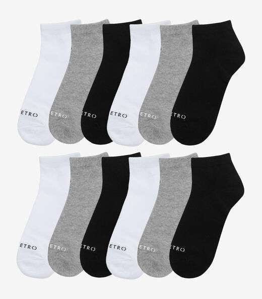 Kit 12 Pares De Meia Cano Curto Adulta Diametro Sortido