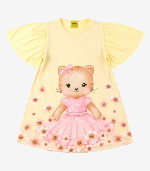 Vestido Poly Flex Touch - Meia Malha Rovi Kids Amarelo