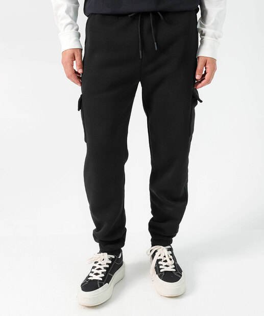 Calça Masculina Moletom Jogger Cargo MR Preto 