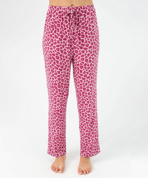Pijama Feminino Animal Print Manga Longa Marisa Rosa