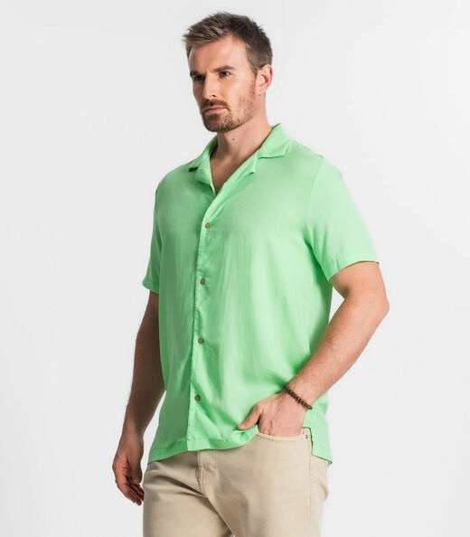 Camisa Em Viscolinho Masculina Diametro Verde