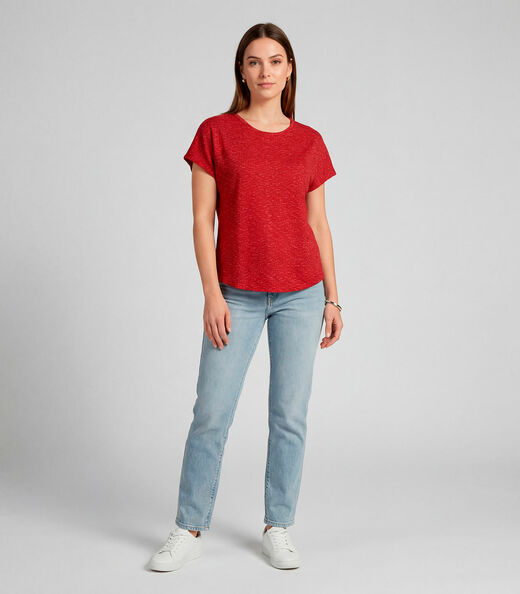 Image_Blusa Feminina Básica Manga Curta Infinita Cor Vermelho