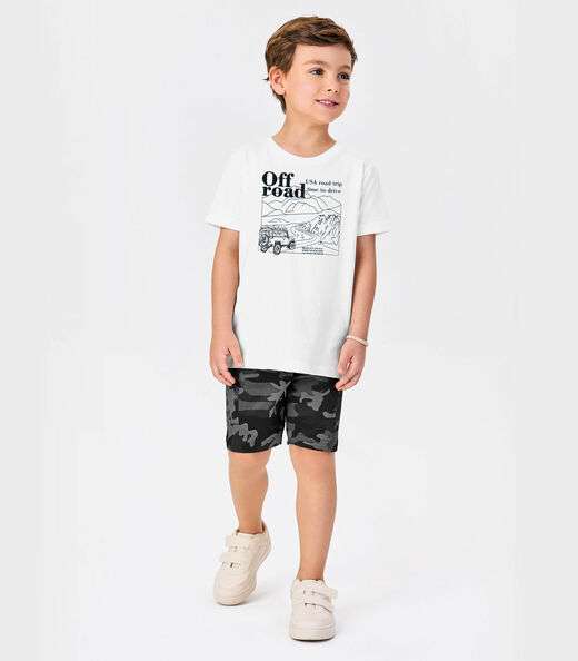 Conjunto Infantil Camiseta Com Bermuda Trick Nick Branco
