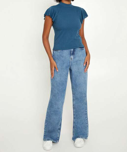 Blusa Feminina Canelada Gola Alta Marisa