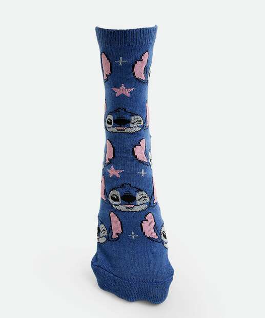 Kit 2 Meias Feminina Estampa Stitch Disney