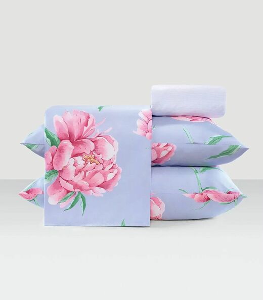 Image_Jogo De Cama Queen Floral 200 Fios Lar E Lazer Azul