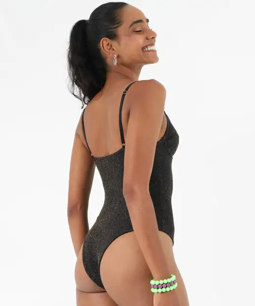 Body Feminino Brilho Lurex Com Aro e Sem Bojo Marisa Preto