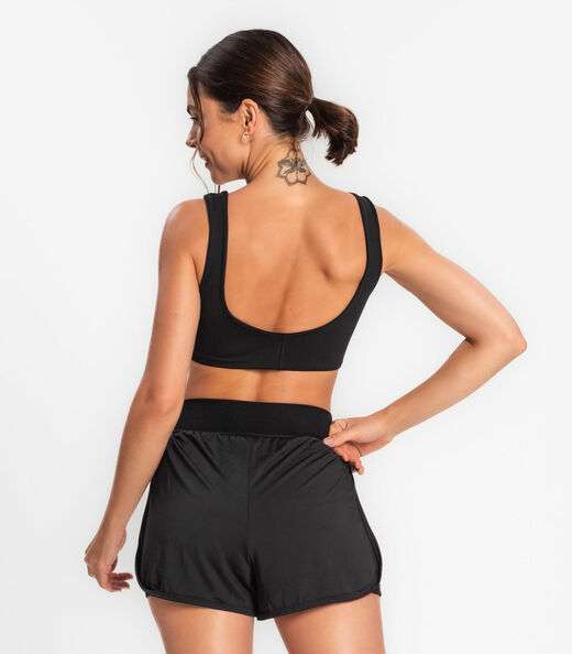 Top Feminino Duplo Academia FTK Preto
