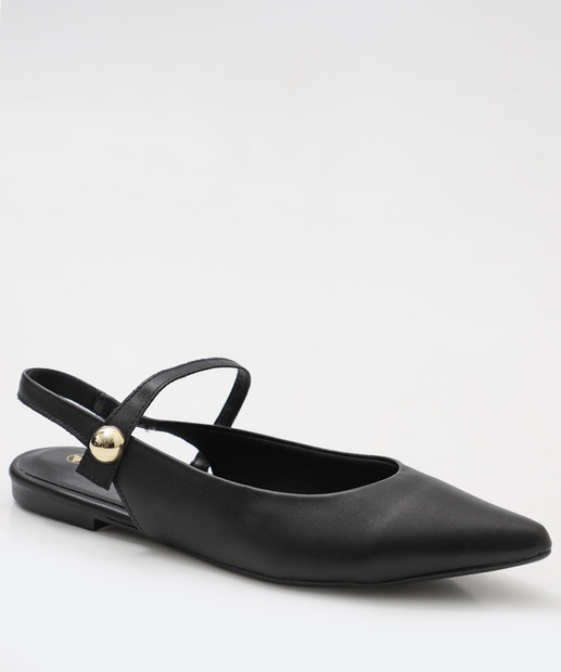 Image_Sapatilha Feminina Slingback Bico Fino Via Uno Preto