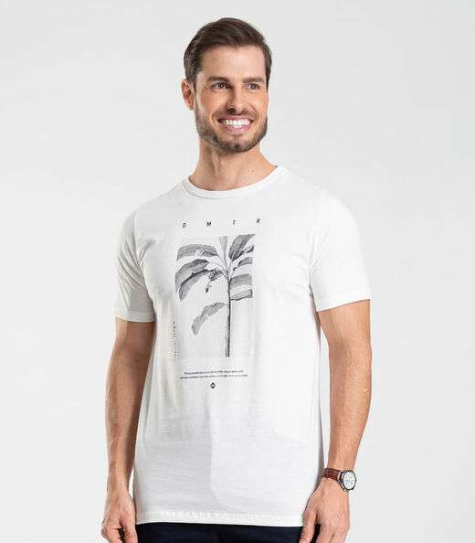 Camiseta Meia Malha Masculina Diametro Bege
