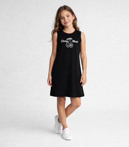 Vestido Infantil Com Estampa Localizada Select Preto