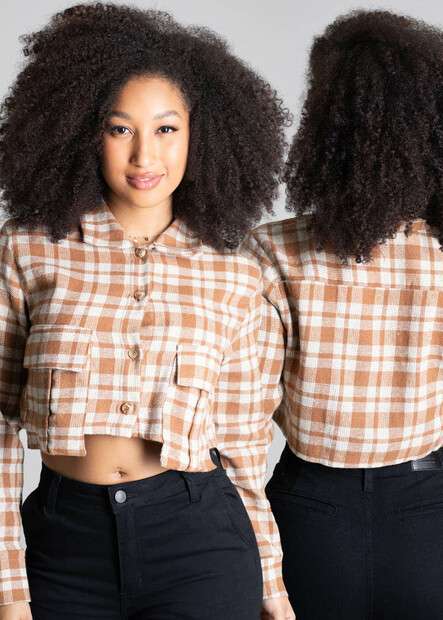 Blazer Xadrez Cropped Sawary - 277976