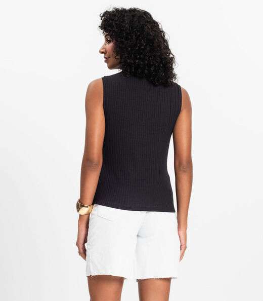 Blusa em Ribana Canelada Rovitex Preto