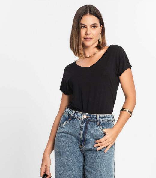 Blusa Feminina Viscotorcion Rovitex Preto