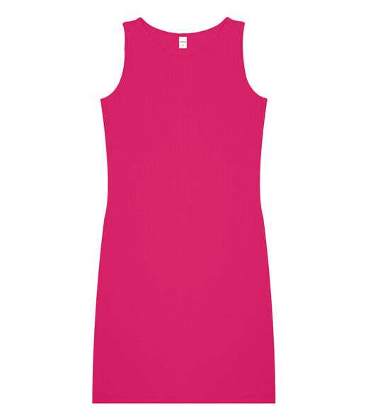 Vestido Curto Em Ribana Canelada Rovitex Rosa