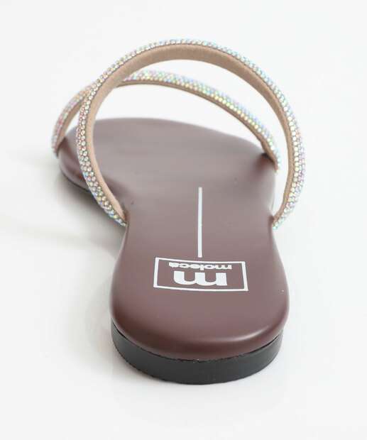 Rasteirinha Feminina Tiras Strass Moleca Marrom