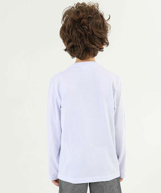 Camiseta Infantil Manga Longa Básica Marisa Tam 4 a 10 Branco
