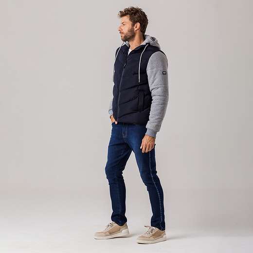 Jaqueta Puffer com Moletom Masculina Urban Rock e Soda