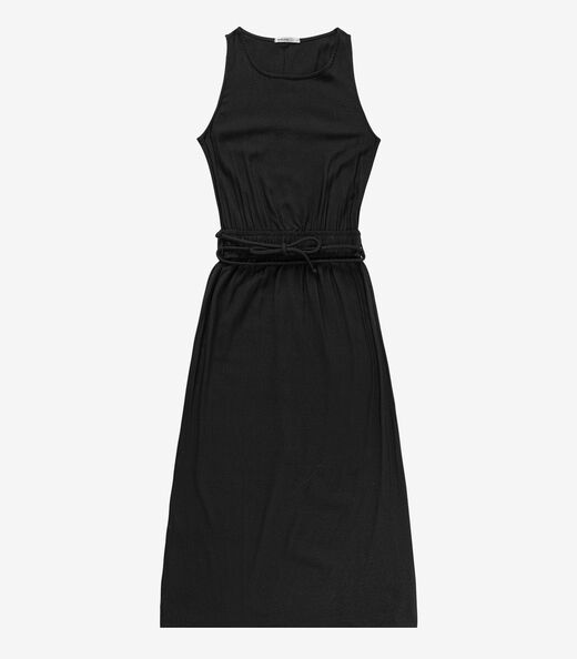 Vestido Midi Feminino Com Cinto Endless Preto