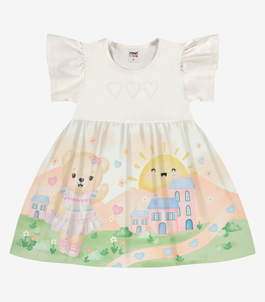 Image_Vestido infantil Feminino Com Estampa Rovi Kids Bege