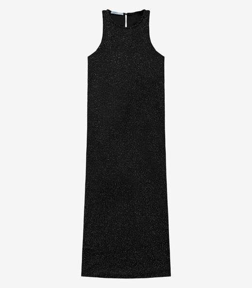 Vestido Midi Com Brilho Endless Preto