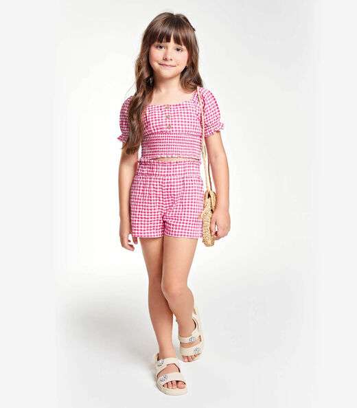 Conjunto Menina Blusa com Shorts Trick Nick Rosa