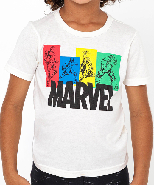 Camiseta Infantil Vingadores Marvel Tam 4 a 10 Off White