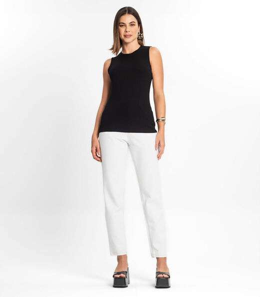 Regata Feminina Ribana Canelada Rovitex Preto