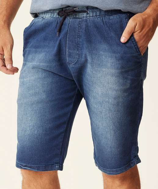 Bermuda Masculina Bolsos Amarração Zune Jeans