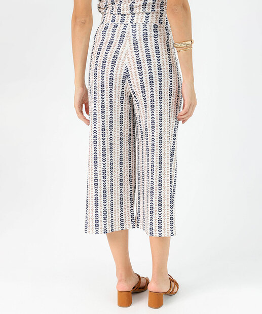 Calça Feminina Pantacourt Estampado Marisa Off White