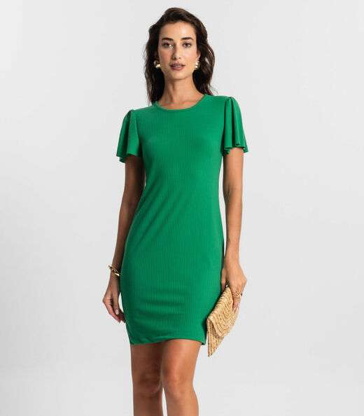 Image_Vestido Feminino Curto De Ribana Canelada KO Verde